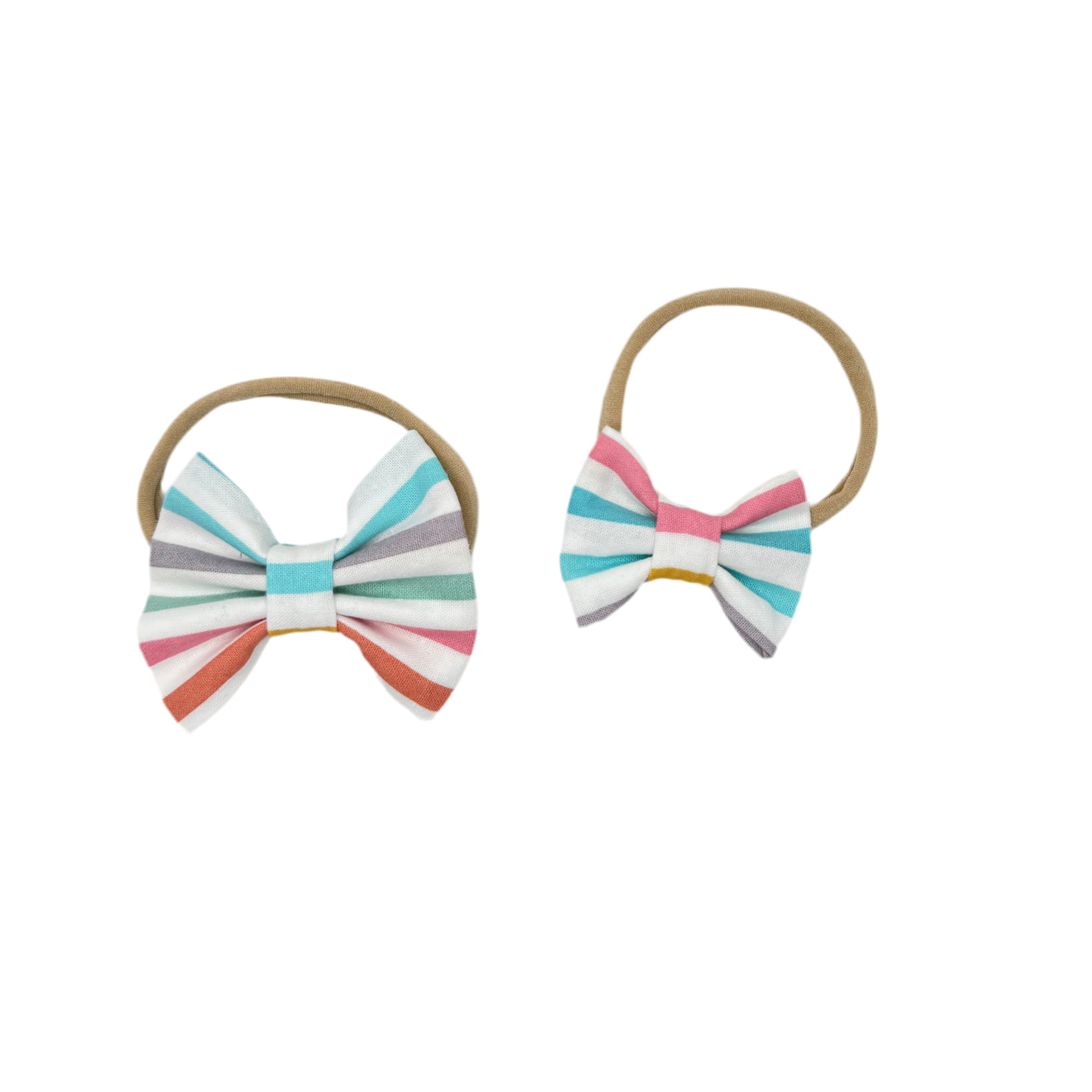 Meadow Stripe Nylon Headband Bow