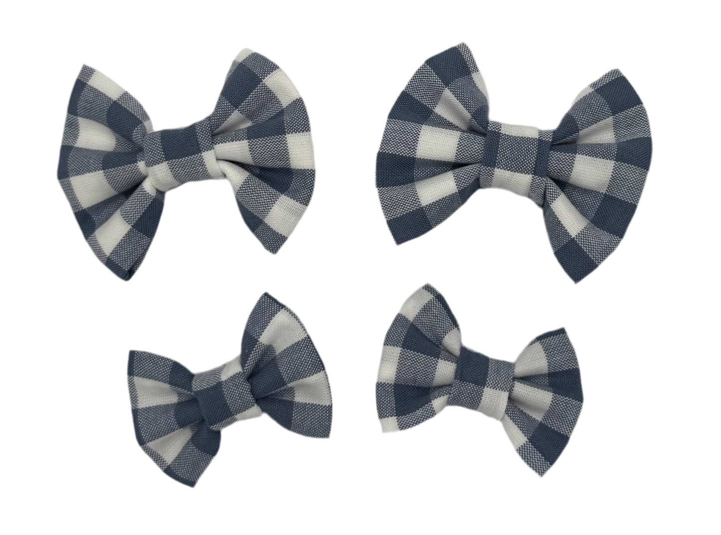Gingham Blue Pigtail Bow Set